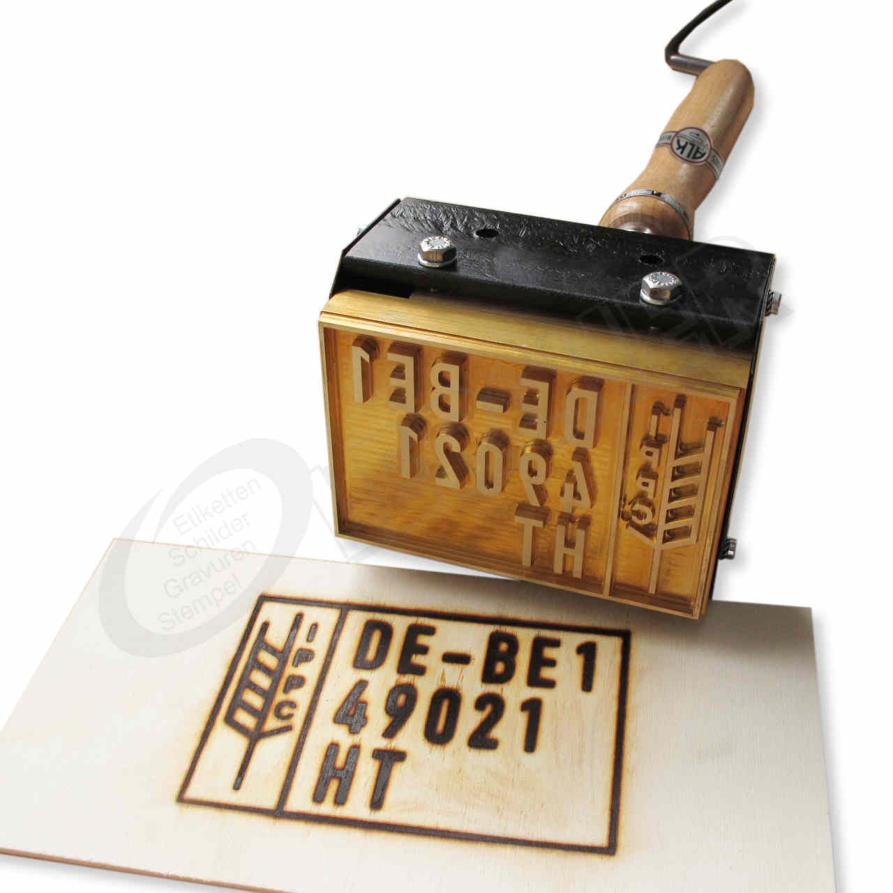 Brennstempel von ALK mit Brennplatte LEKO H 120x80mm
