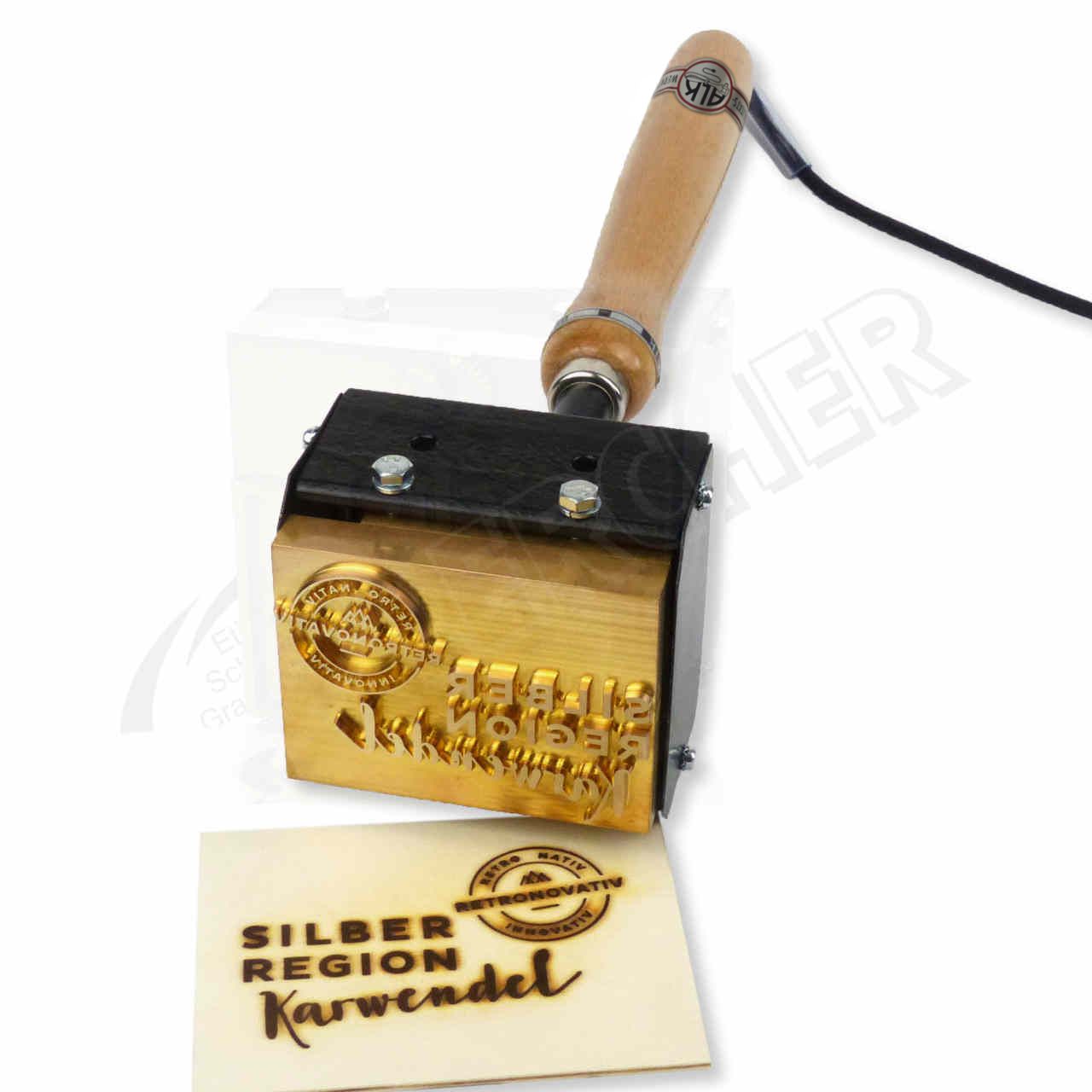 Brennstempel von ALK mit Brennplatte LEKO H 105x80mm